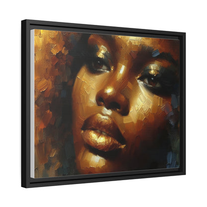 African Woman , portrait , Gold , Bronze , abstact Impressionism , Matte Canvas, Black Frame