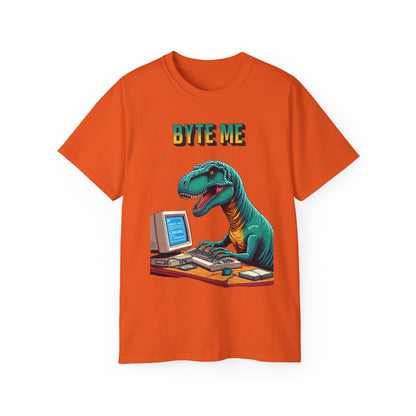 "Byte Me!" Tech-Savvy Dinosaur - Unisex Ultra Cotton Tee