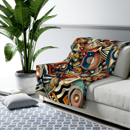 Westafrican inspired patterned Sherpa Fleece Blanket