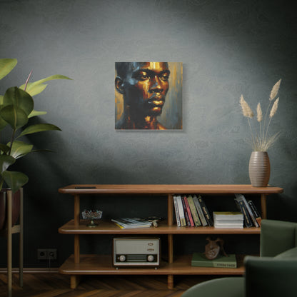 Portrait of an African Man in Bronze, Gold, and Black, abstract Impressionism , Matte Canvas, Stretched, 1.25", wall art , painting