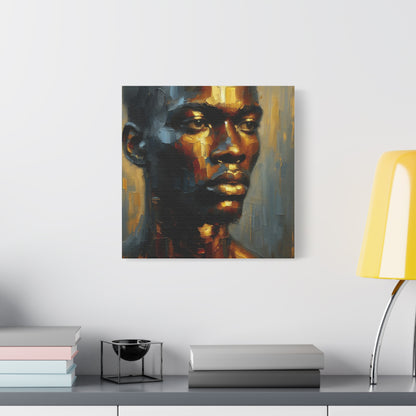 Portrait of an African Man in Bronze, Gold, and Black, abstract Impressionism , Matte Canvas, Stretched, 1.25", wall art , painting