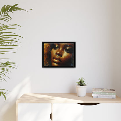 African Woman , portrait , Gold , Bronze , abstact Impressionism , Matte Canvas, Black Frame