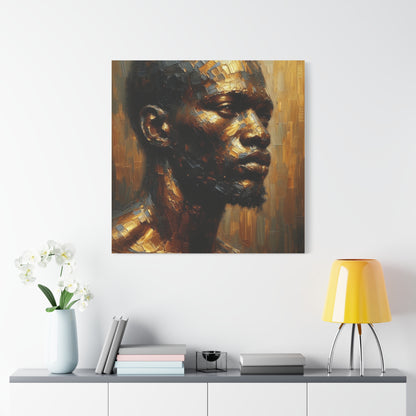 African Man , Gold , Bronze , Black , abstract Impressionism , Giclée Print Canvas