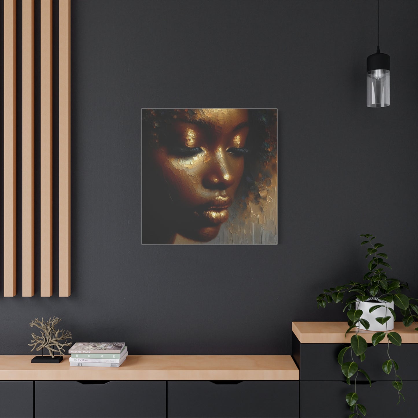 African Woman , Gold , Bronze, Black , abstract Impressionism , Giclée Print Canvas