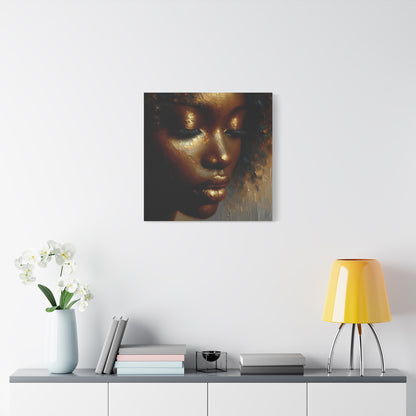 African Woman , Gold , Bronze, Black , abstract Impressionism , Giclée Print Canvas