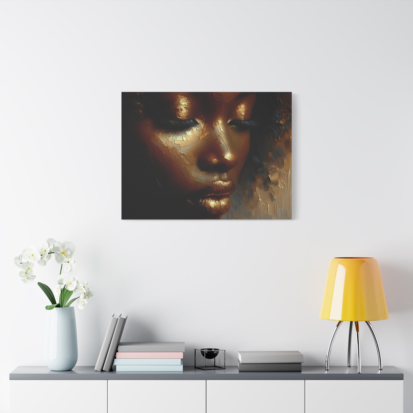 African Woman , Gold , Bronze, Black , abstract Impressionism , Giclée Print Canvas