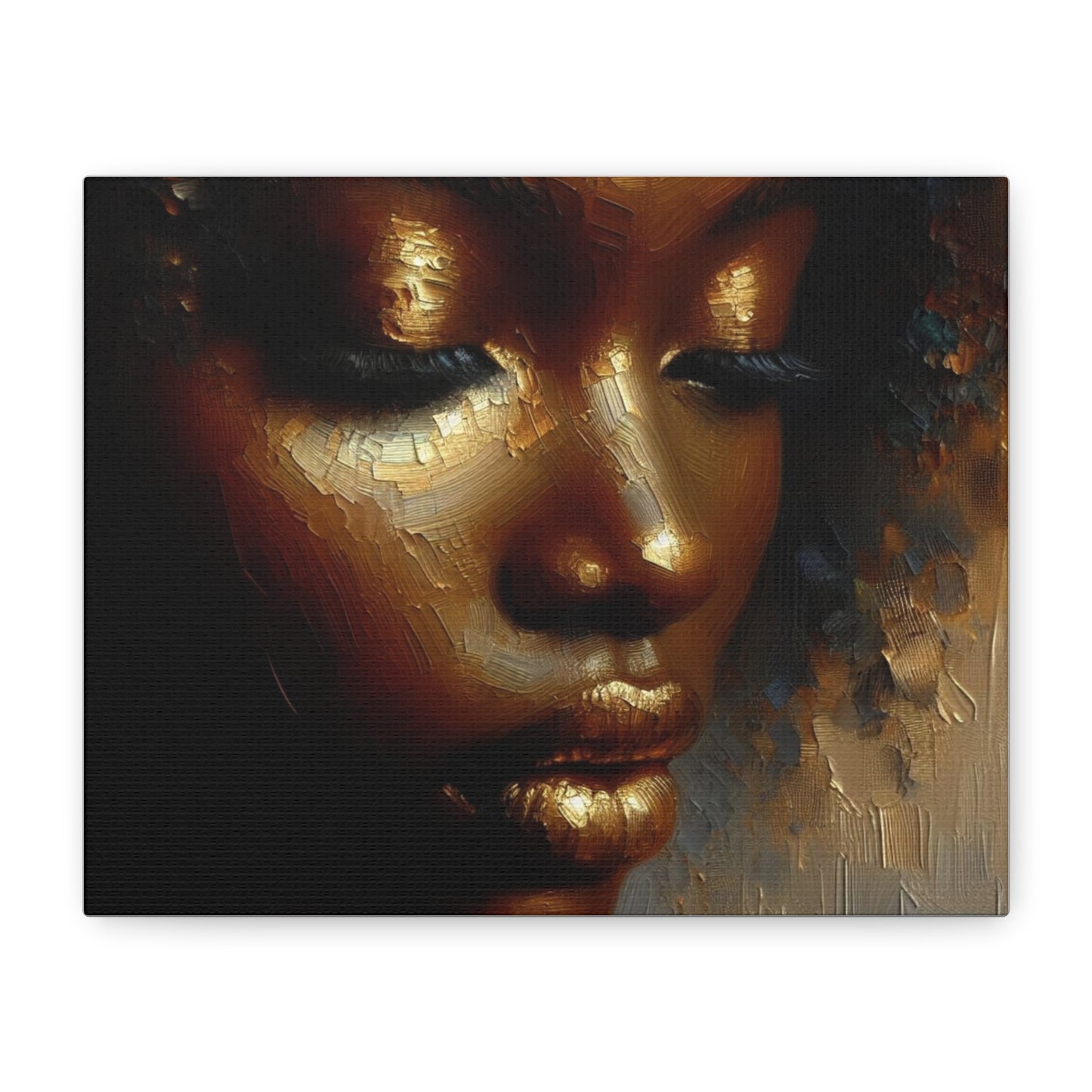 African Woman , Gold , Bronze, Black , abstract Impressionism , Giclée Print Canvas