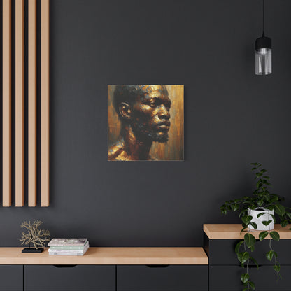 African Man , Gold , Bronze , Black , abstract Impressionism , Giclée Print Canvas