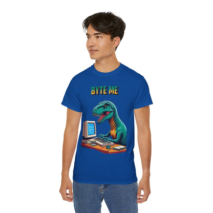 "Byte Me!" Tech-Savvy Dinosaur - Unisex Ultra Cotton Tee