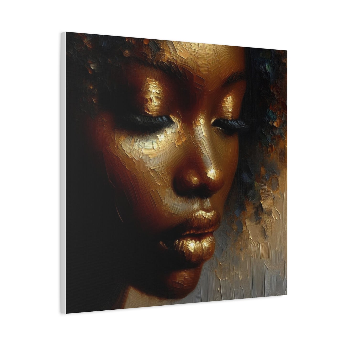 African Woman , Gold , Bronze, Black , abstract Impressionism , Giclée Print Canvas