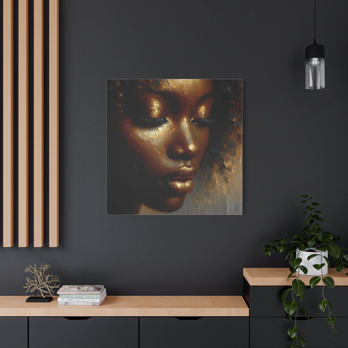 African Woman , Gold , Bronze, Black , abstract Impressionism , Giclée Print Canvas