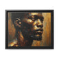 African Man , Portrait , Gold , Bronze , Black , abstract Impressionism , Matte Canvas, Black Frame