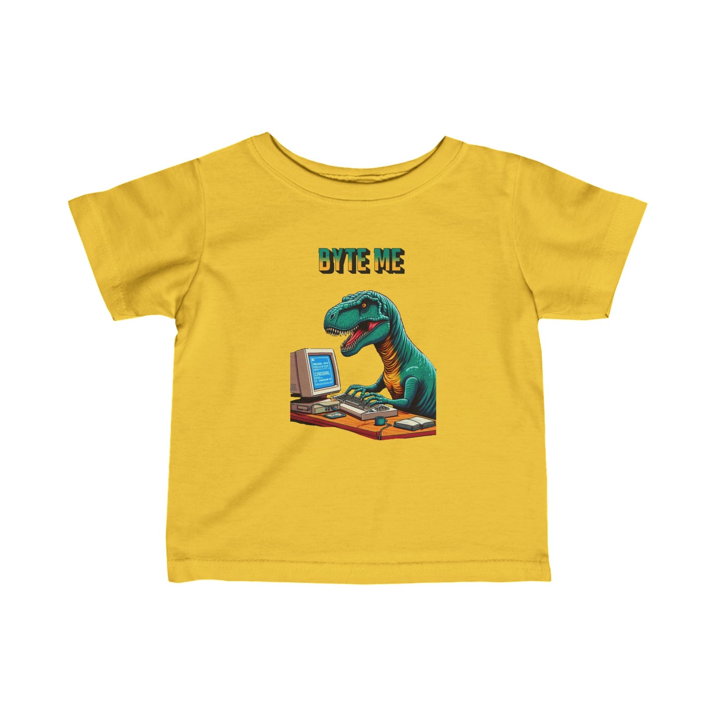 "Byte Me!" Tech-Savvy Dinosaur - Kids Softstyle Tee