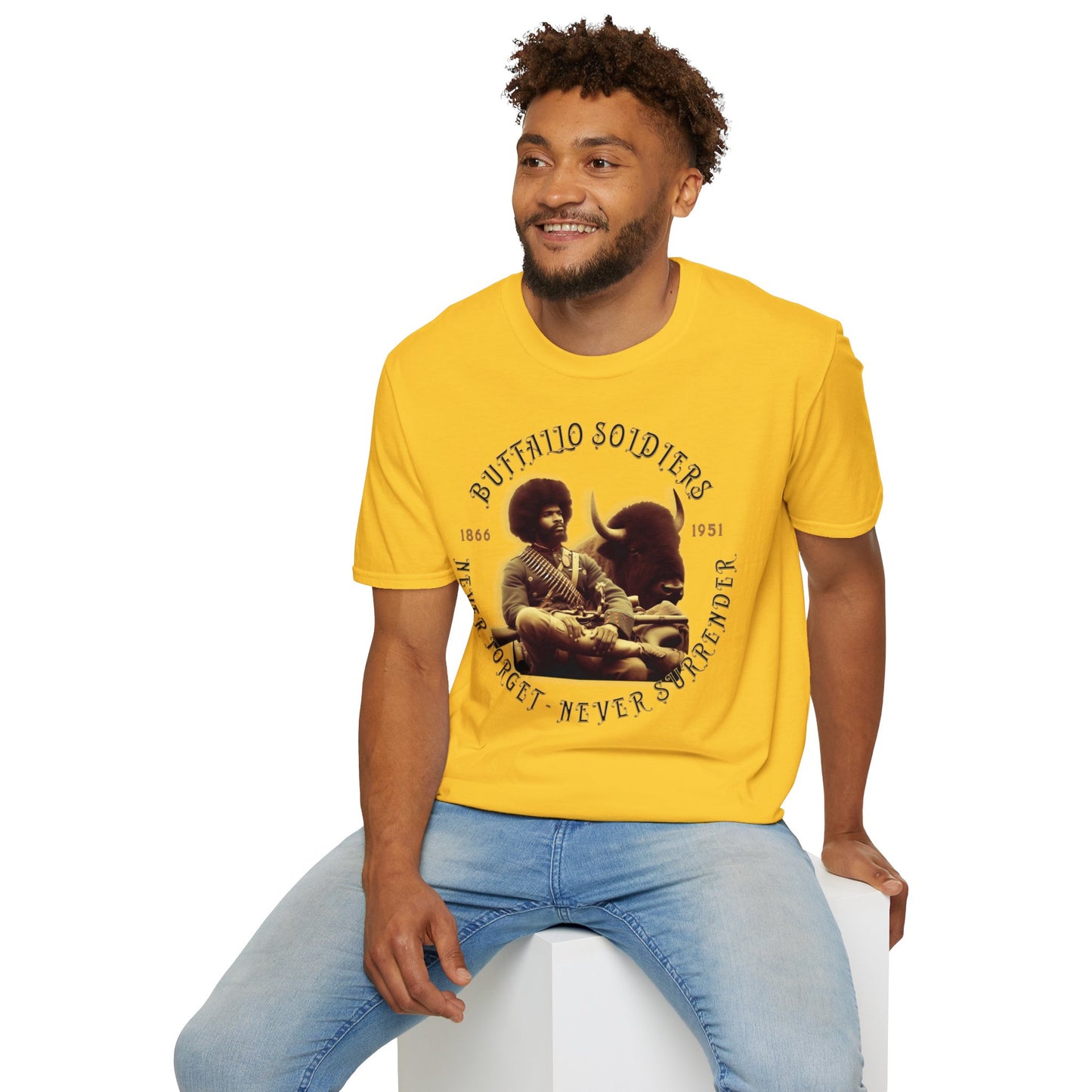 "Buffalo Soldier - Never Forget - Never Surrender" - Unisex Softstyle T-Shirt