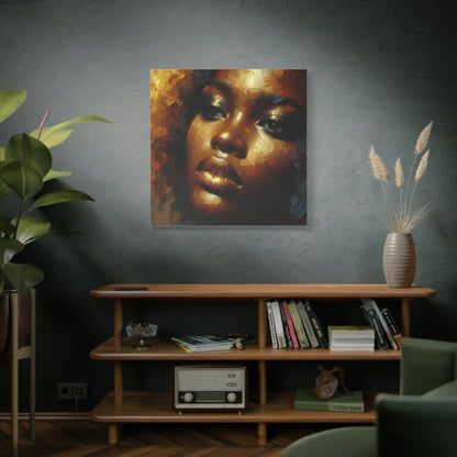 African Woman , Gold, Bronze, Black , abstract Impressionism , Giclée Print Canvas