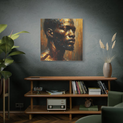 African Man , Gold , Bronze , Black , abstract Impressionism , Giclée Print Canvas