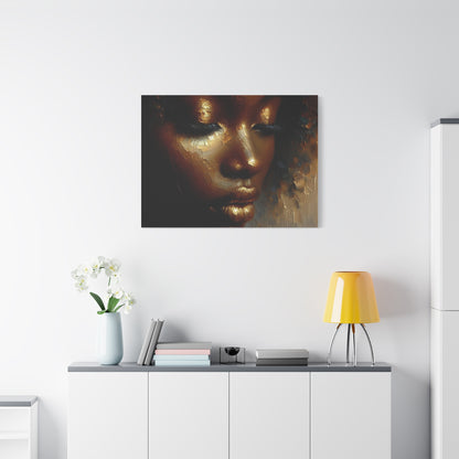 African Woman , Gold , Bronze, Black , abstract Impressionism , Giclée Print Canvas