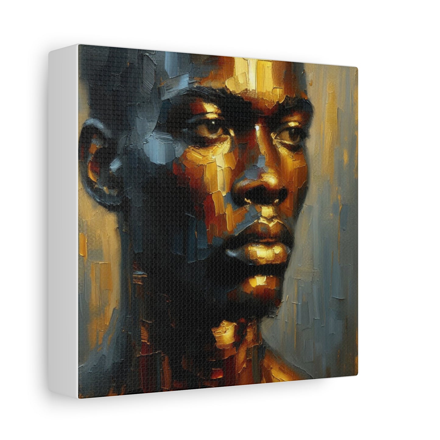 Portrait of an African Man in Bronze, Gold, and Black, abstract Impressionism , Matte Canvas, Stretched, 1.25", wall art , painting