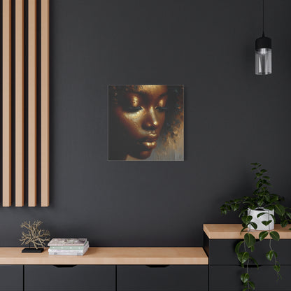 African Woman , Gold , Bronze, Black , abstract Impressionism , Giclée Print Canvas