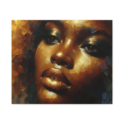 African Woman , Gold, Bronze, Black , abstract Impressionism , Giclée Print Canvas