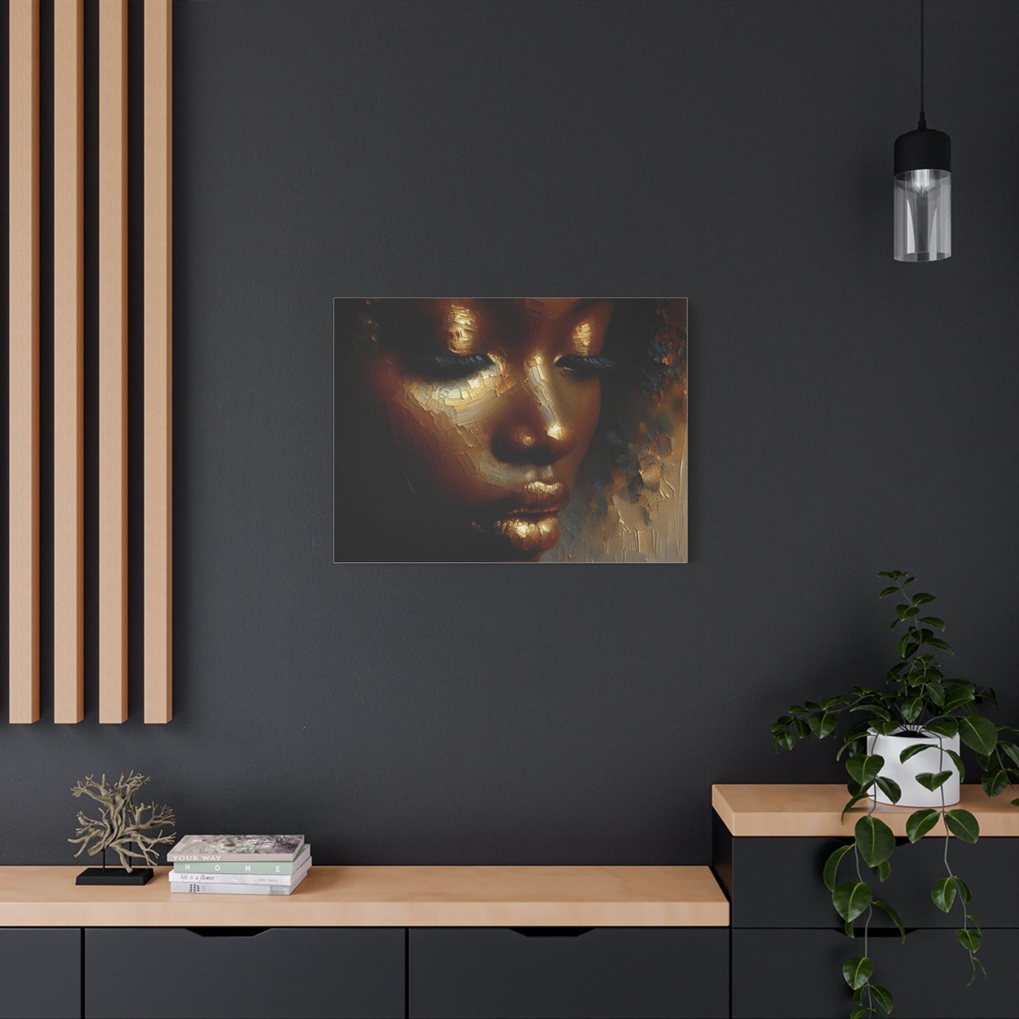 African Woman , Gold , Bronze, Black , abstract Impressionism , Giclée Print Canvas