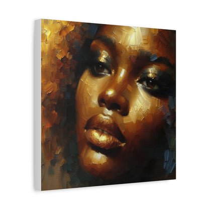 African Woman , Gold, Bronze, Black , abstract Impressionism , Giclée Print Canvas