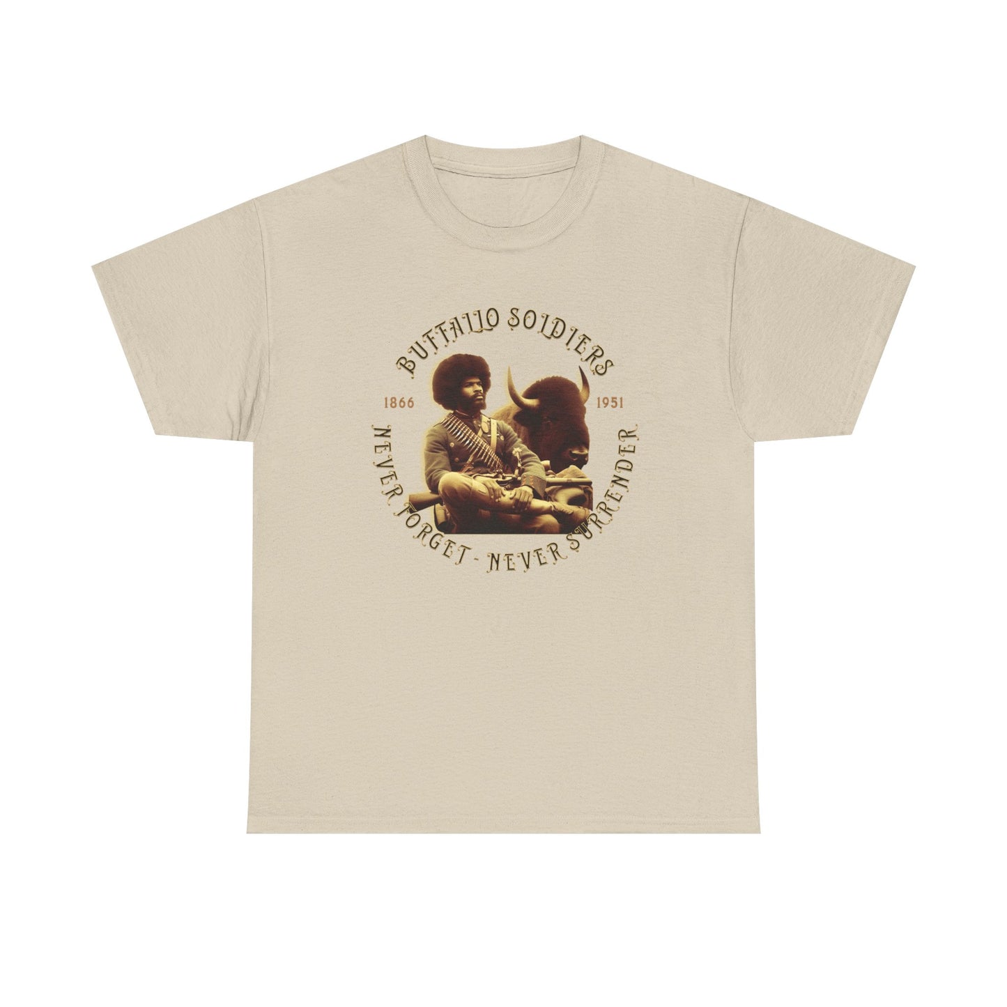 Copy of Buffalo Soldiers 'Never Forget' Tee — Vintage Military Tribute T-Shirt