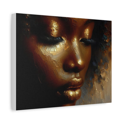 African Woman , Gold , Bronze, Black , abstract Impressionism , Giclée Print Canvas