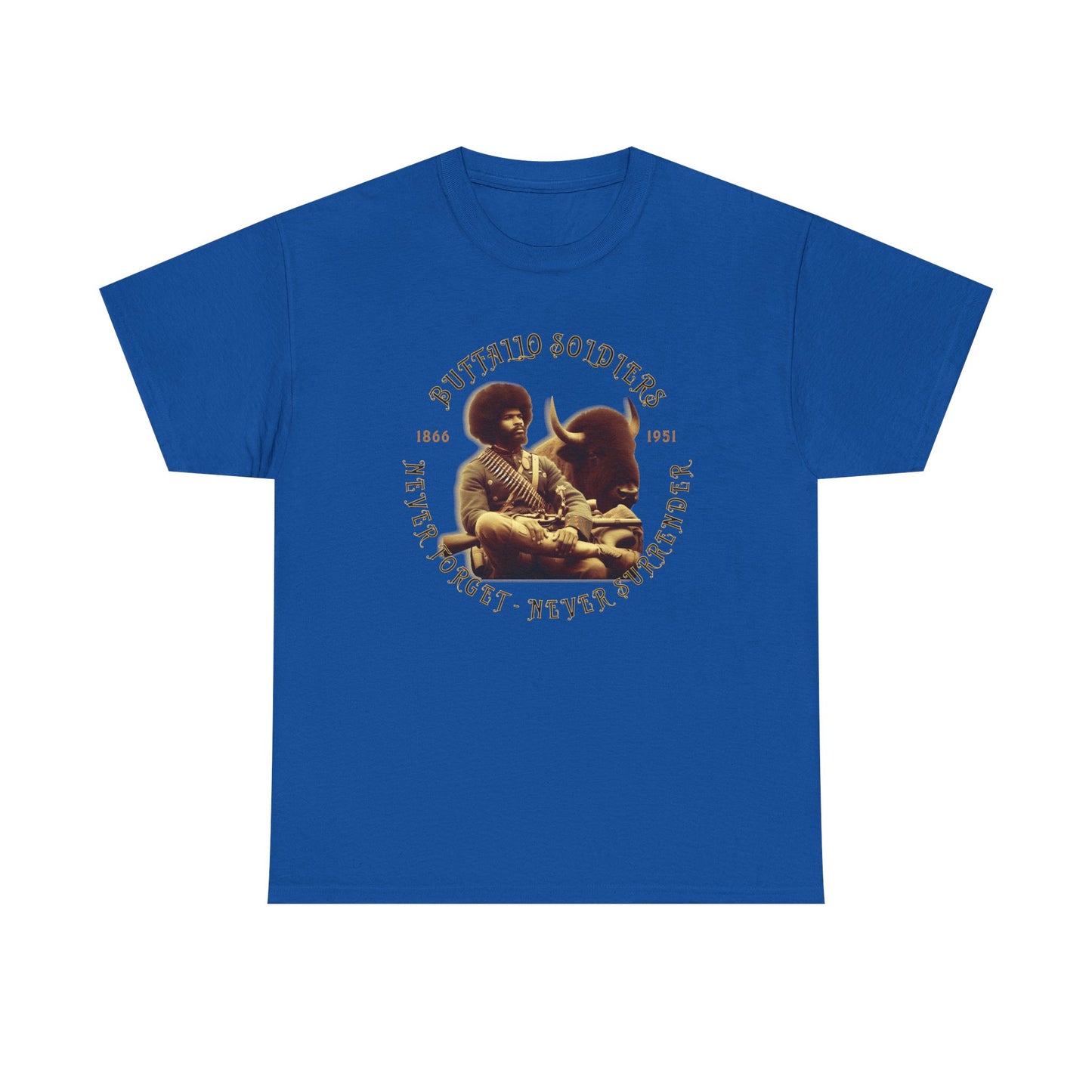 Copy of Buffalo Soldiers 'Never Forget' Tee — Vintage Military Tribute T-Shirt