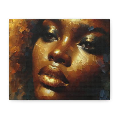 African Woman , Gold, Bronze, Black , abstract Impressionism , Giclée Print Canvas