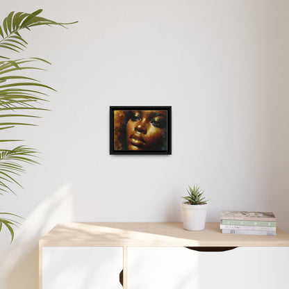 African Woman , portrait , Gold , Bronze , abstact Impressionism , Matte Canvas, Black Frame