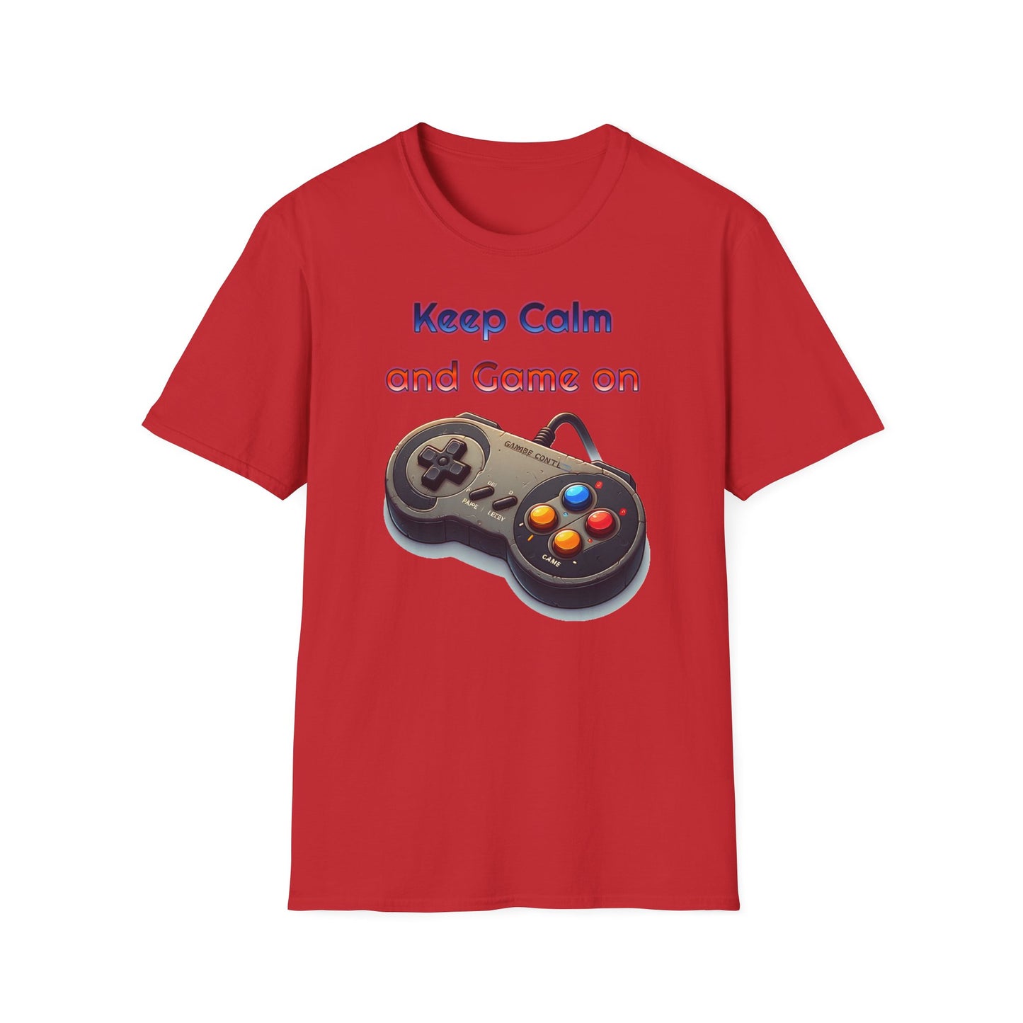 "Keep Calm and Game On" Retro Gamer , Unisex Softstyle T-Shirt