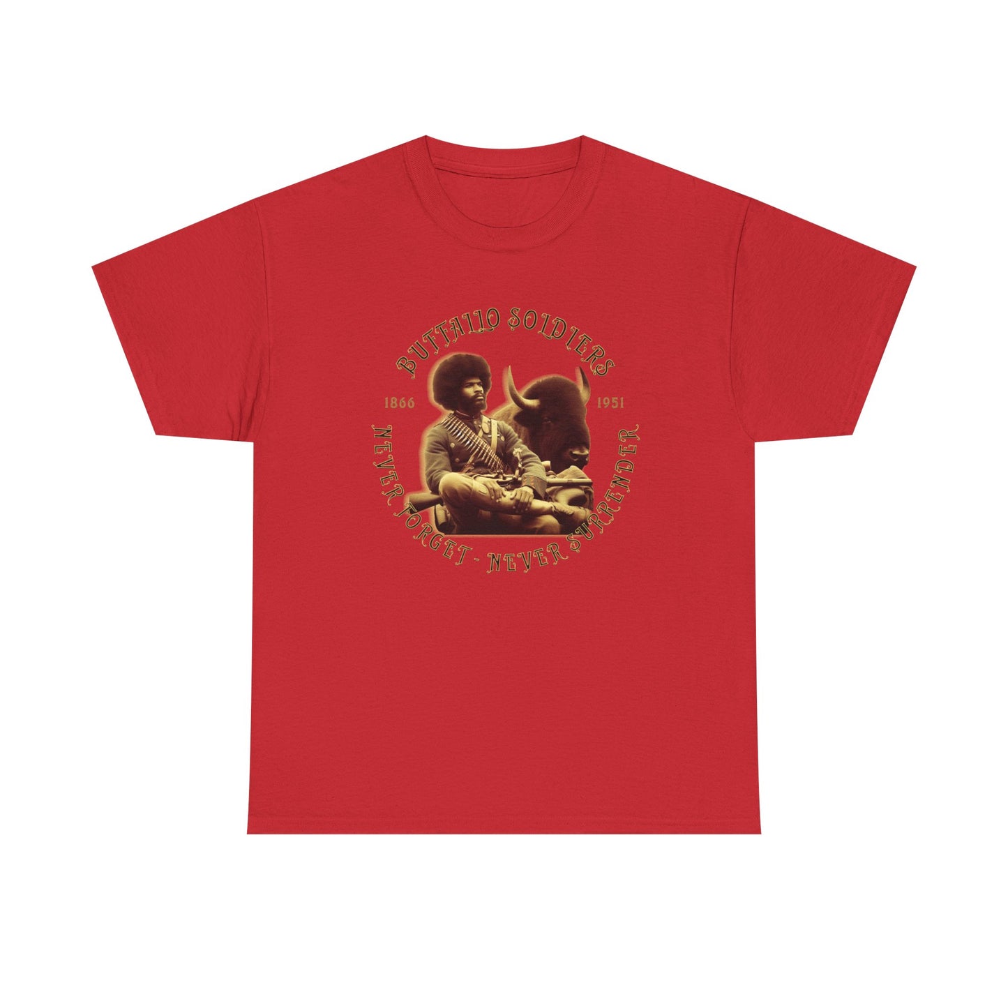 Copy of Buffalo Soldiers 'Never Forget' Tee — Vintage Military Tribute T-Shirt