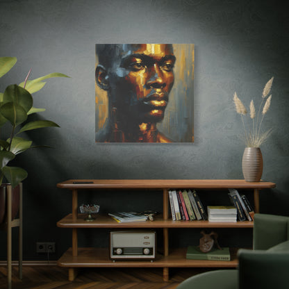 Portrait of an African Man in Bronze, Gold, and Black, abstract Impressionism , Matte Canvas, Stretched, 1.25", wall art , painting