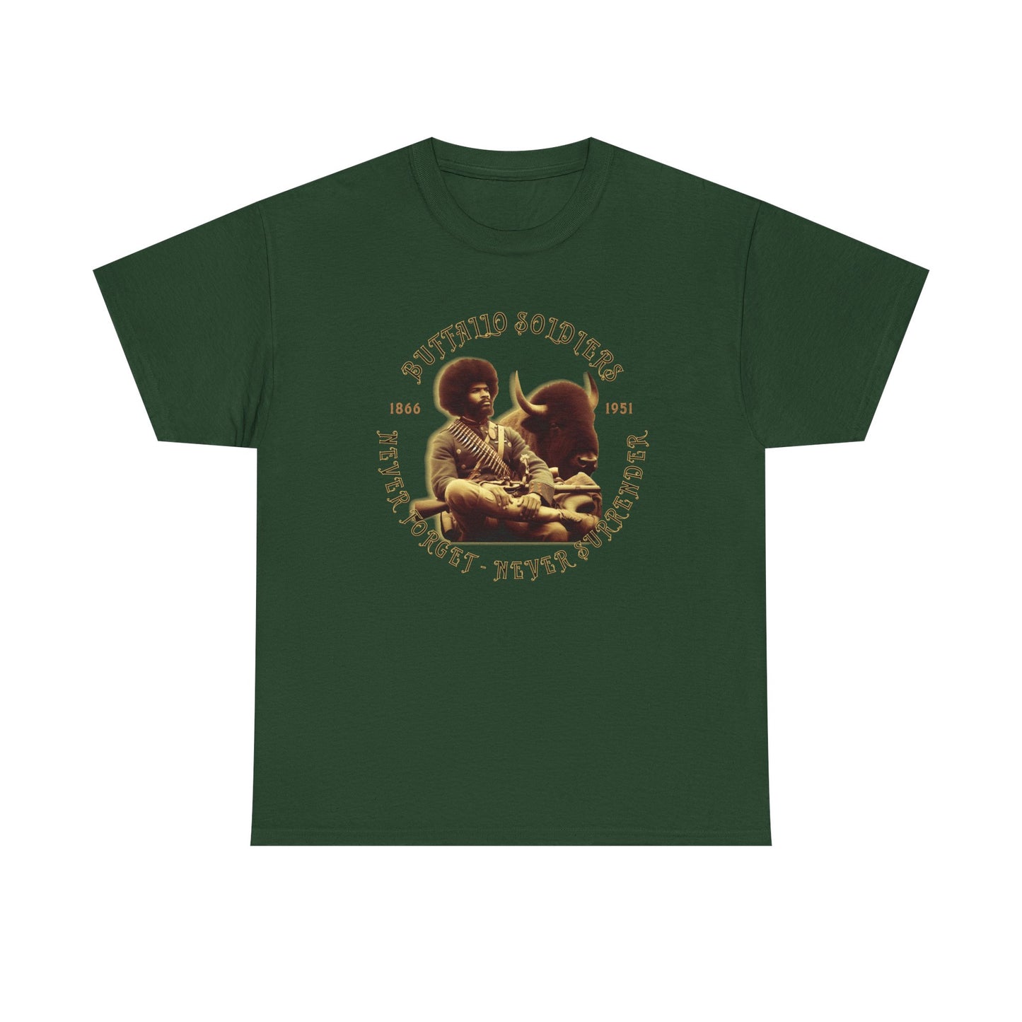 Copy of Buffalo Soldiers 'Never Forget' Tee — Vintage Military Tribute T-Shirt