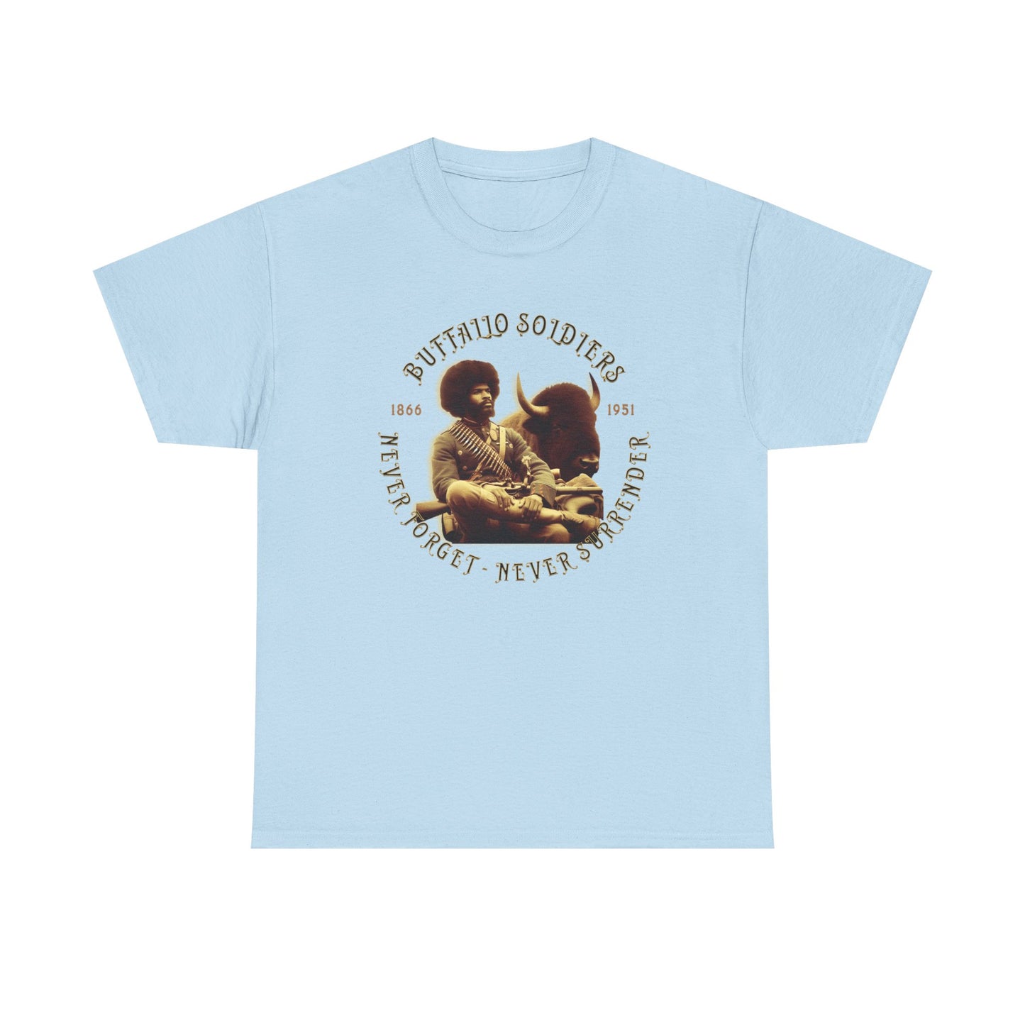 Copy of Buffalo Soldiers 'Never Forget' Tee — Vintage Military Tribute T-Shirt