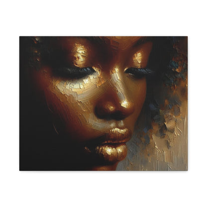 African Woman , Gold , Bronze, Black , abstract Impressionism , Giclée Print Canvas