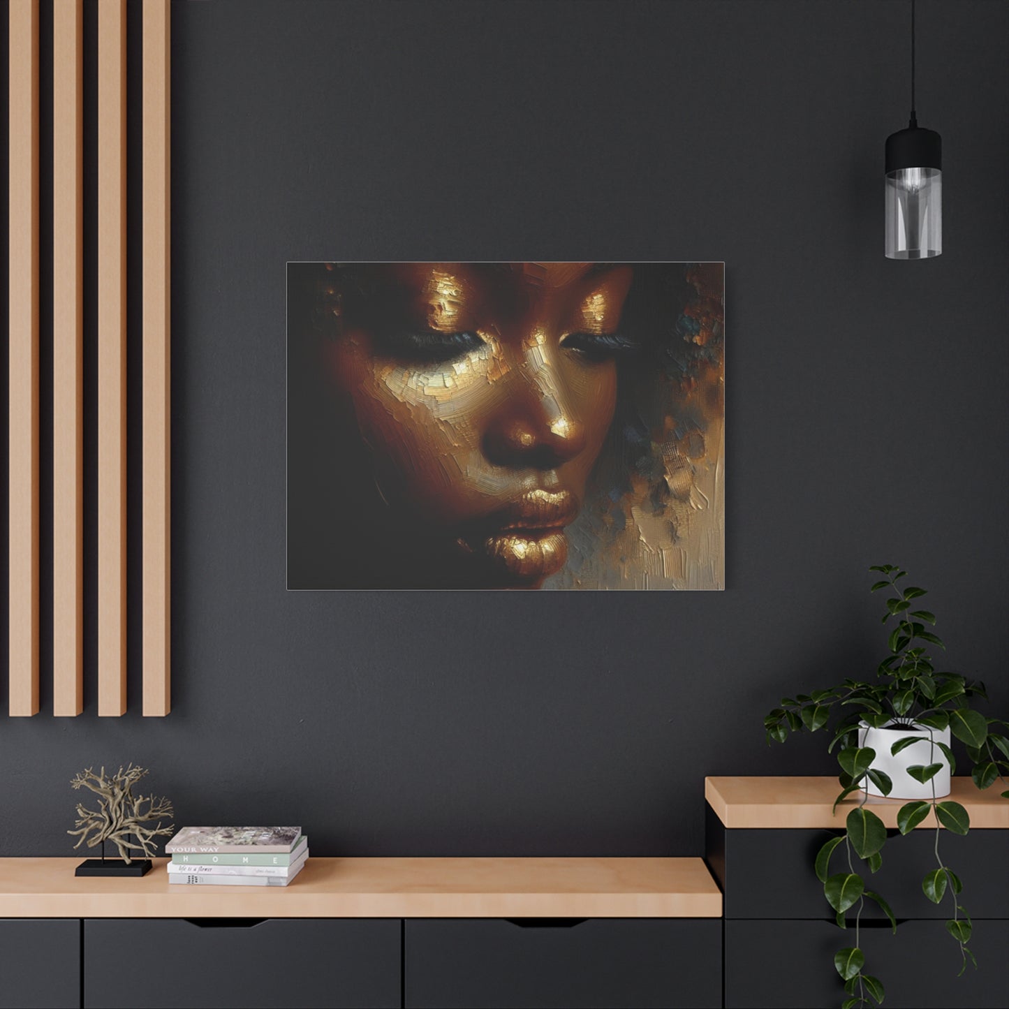 African Woman , Gold , Bronze, Black , abstract Impressionism , Giclée Print Canvas