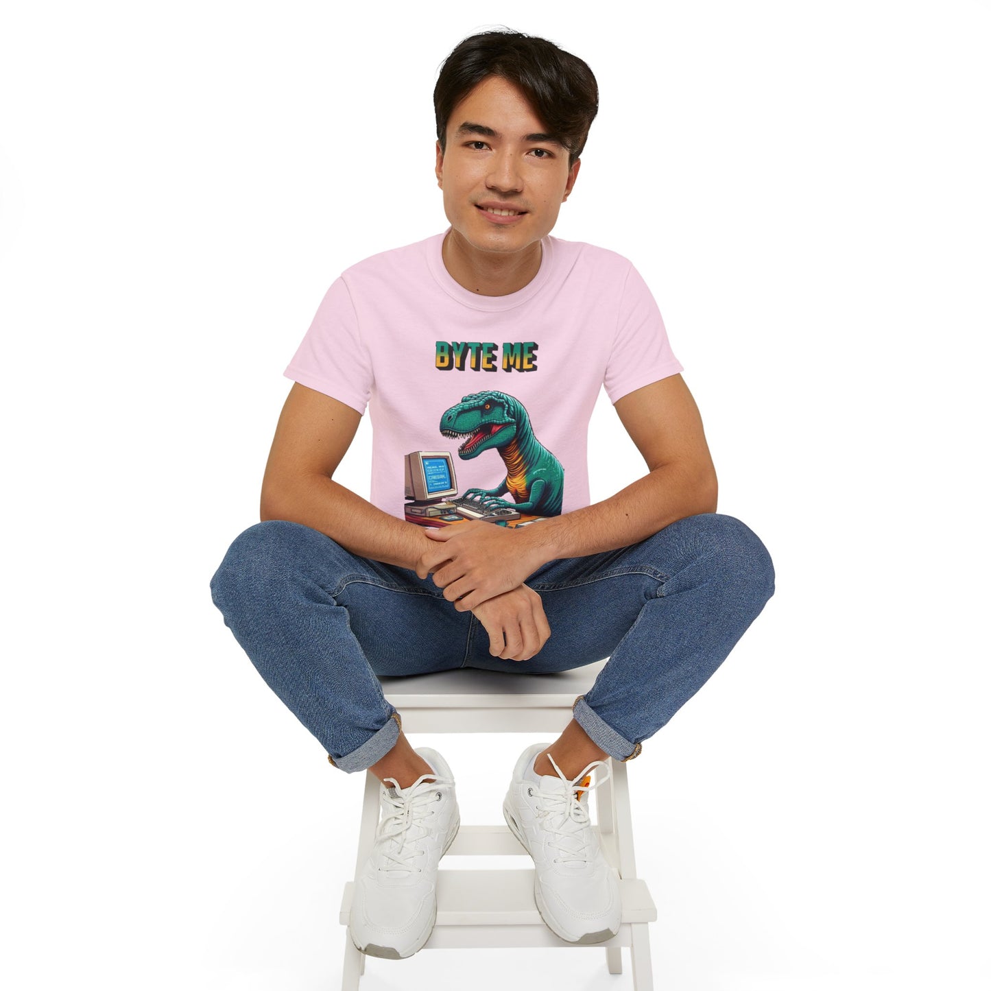 "Byte Me!" Tech-Savvy Dinosaur - Unisex Ultra Cotton Tee