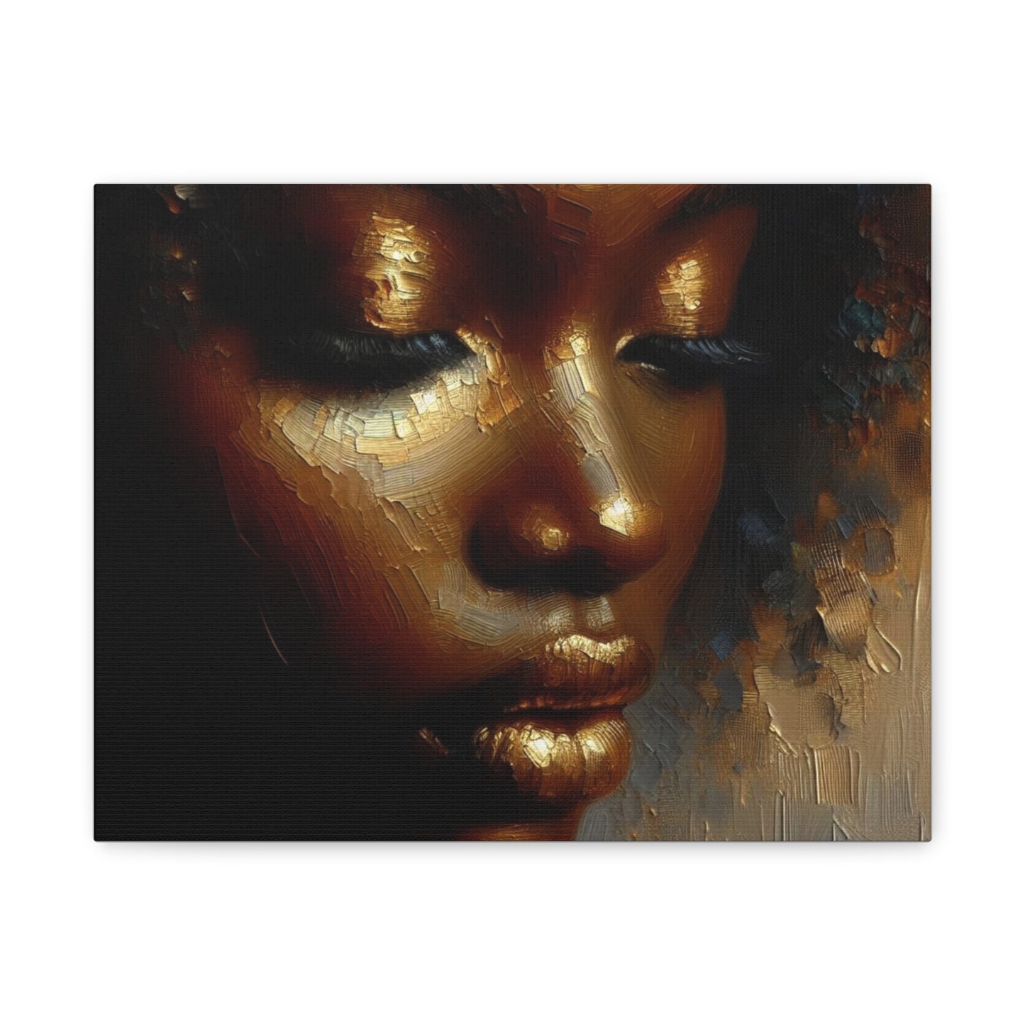 African Woman , Gold , Bronze, Black , abstract Impressionism , Giclée Print Canvas