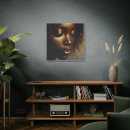 African Woman , Gold , Bronze, Black , abstract Impressionism , Giclée Print Canvas