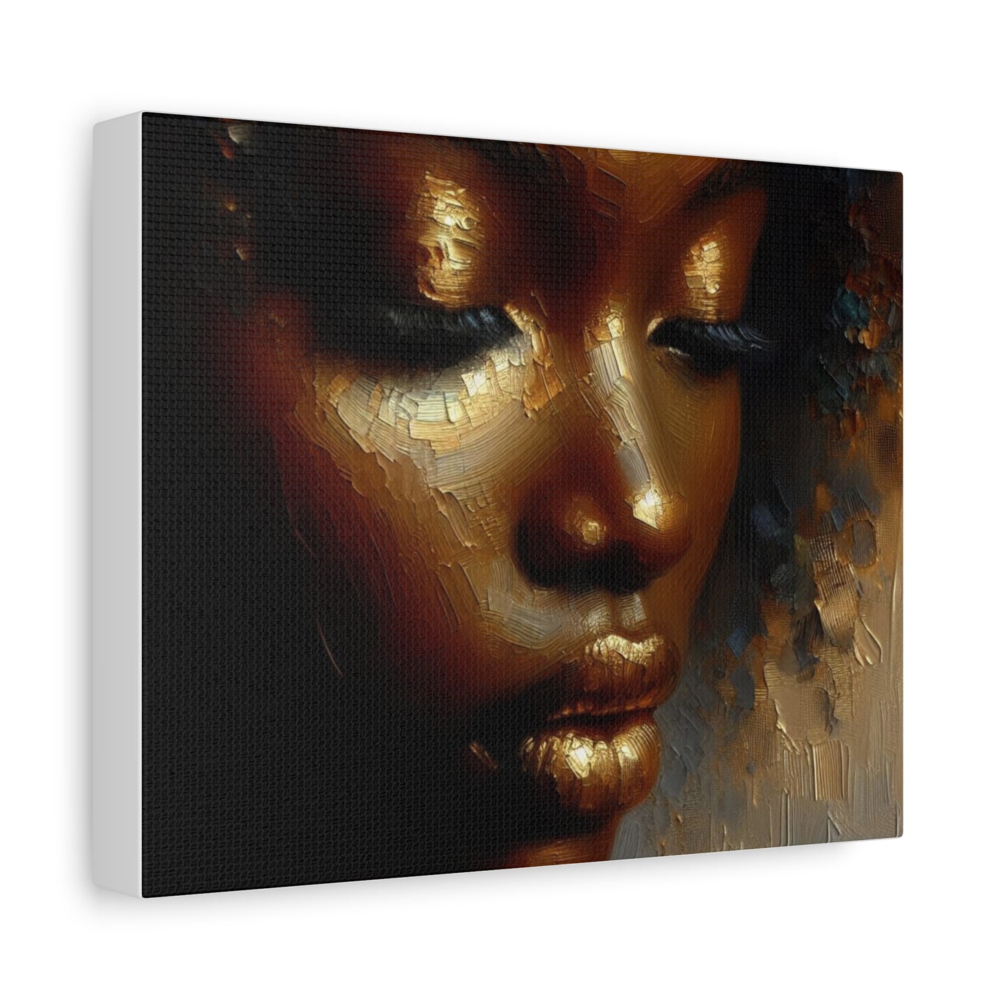 African Woman , Gold , Bronze, Black , abstract Impressionism , Giclée Print Canvas