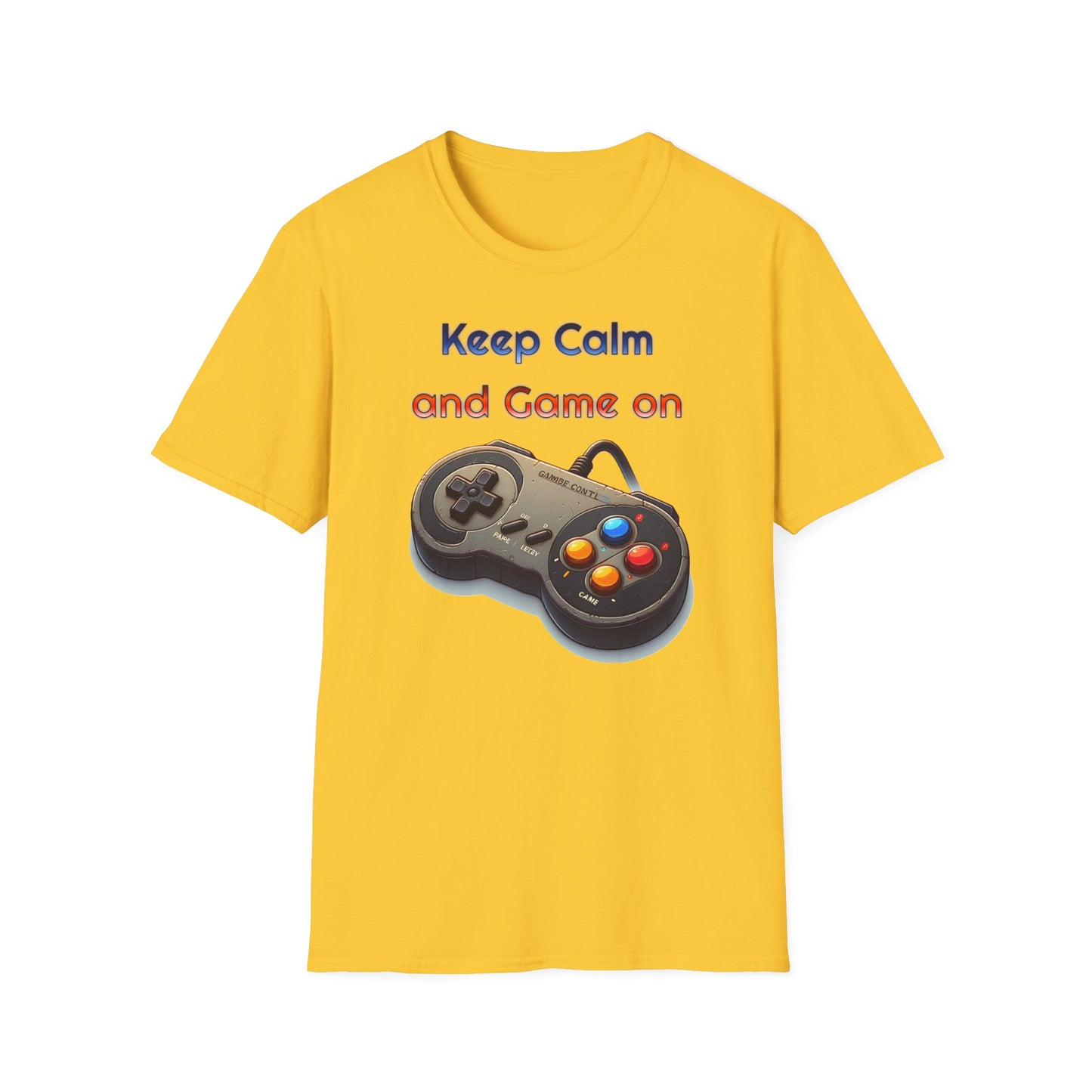 "Keep Calm and Game On" Retro Gamer , Unisex Softstyle T-Shirt