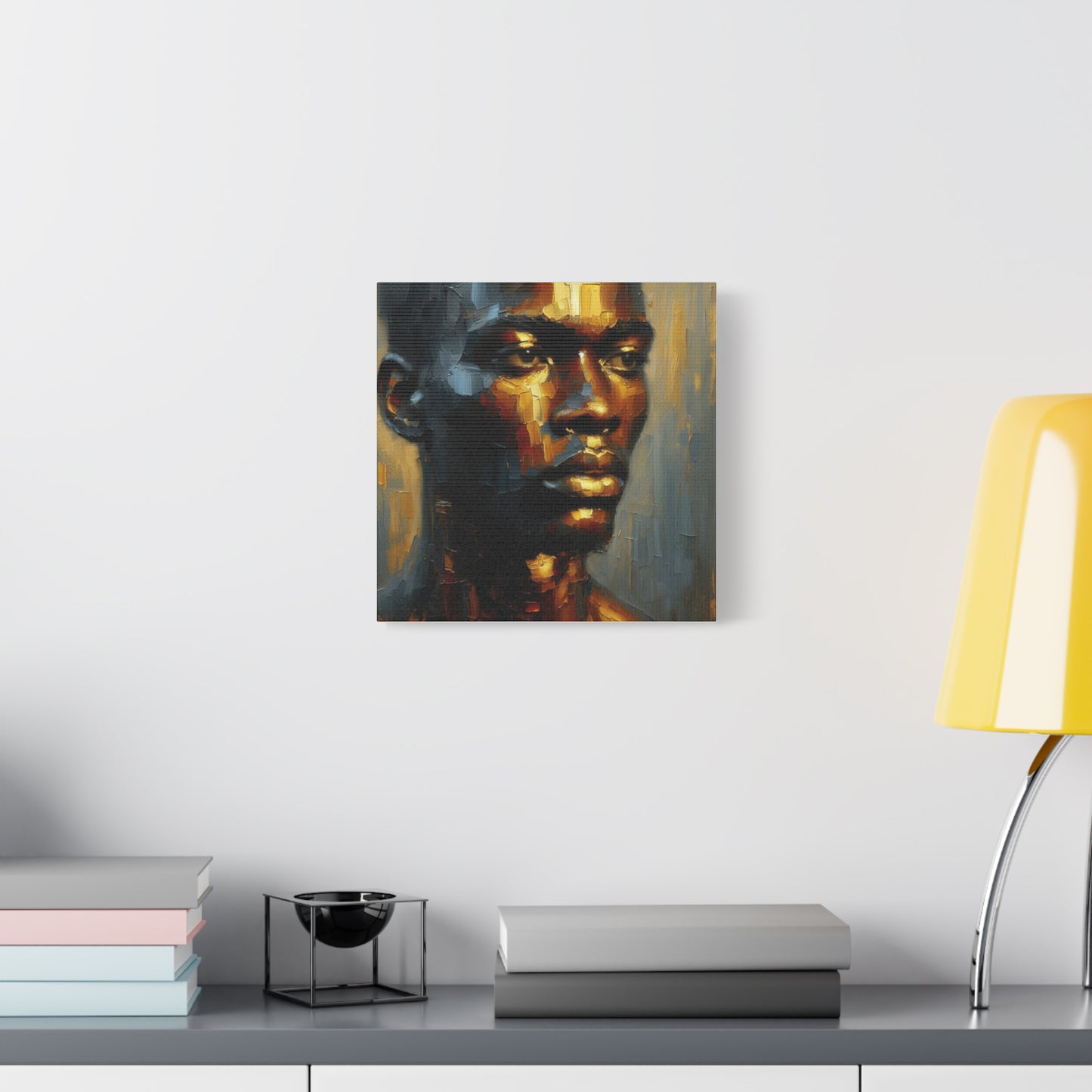 Portrait of an African Man in Bronze, Gold, and Black, abstract Impressionism , Matte Canvas, Stretched, 1.25", wall art , painting