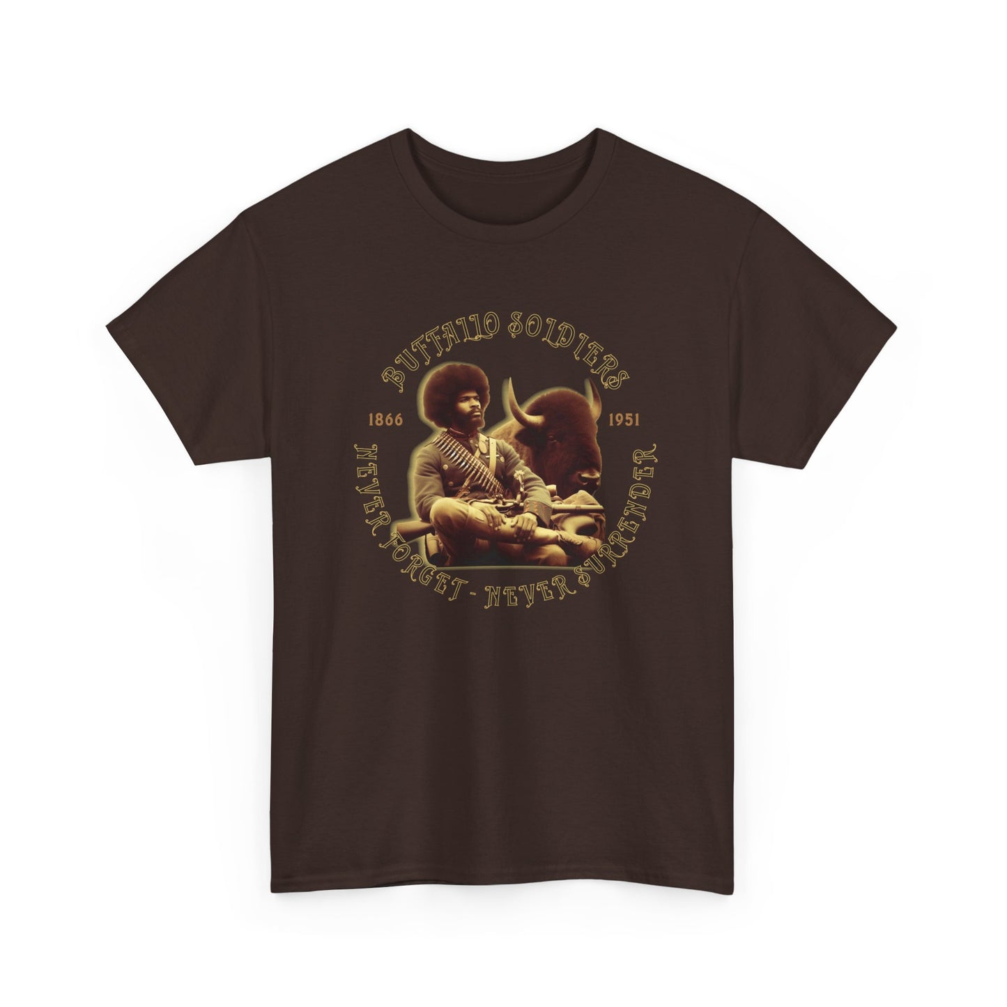 Copy of Buffalo Soldiers 'Never Forget' Tee — Vintage Military Tribute T-Shirt