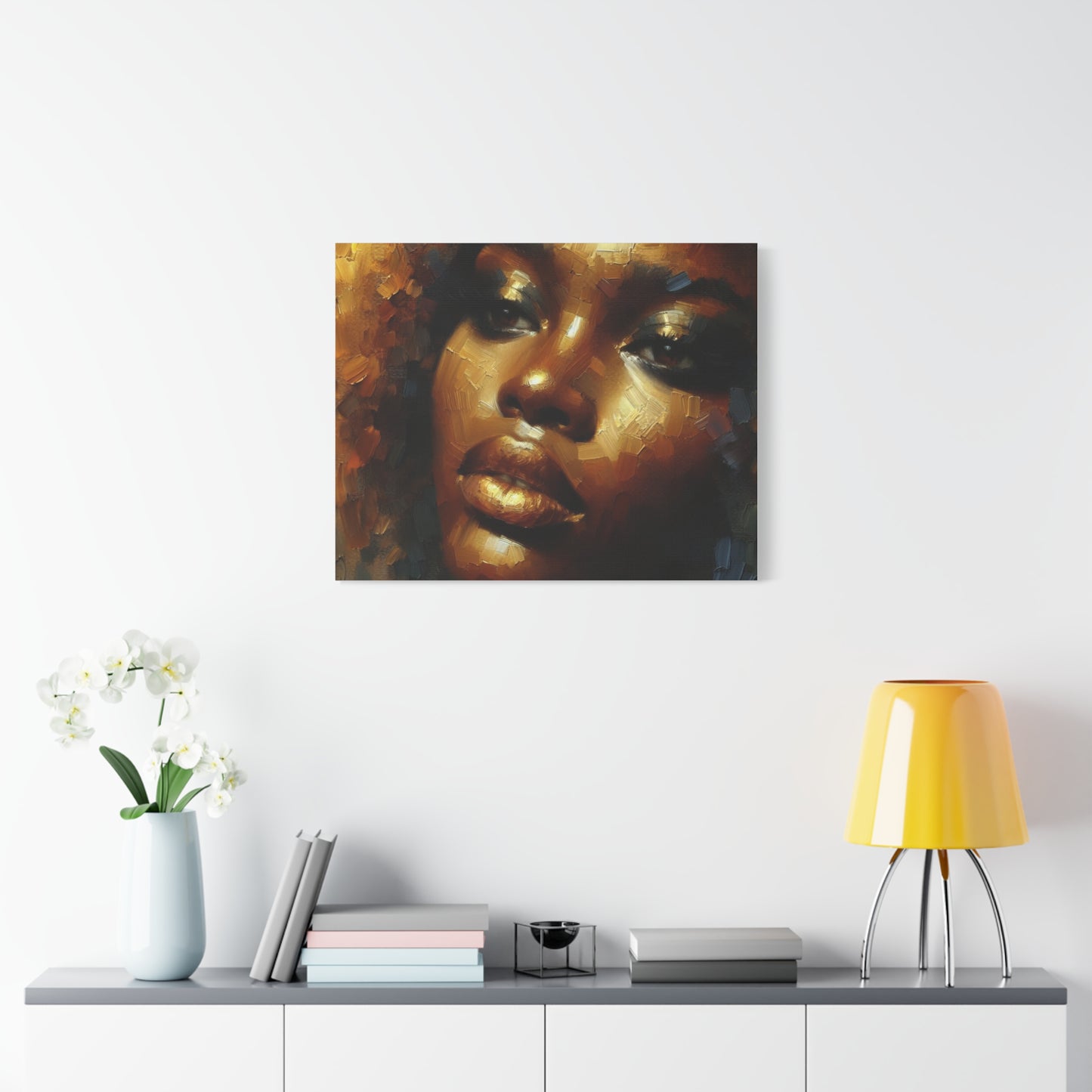 African Woman , Gold, Bronze, Black , abstract Impressionism , Giclée Print Canvas