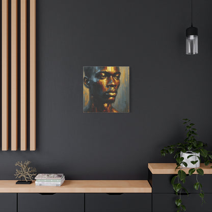 Portrait of an African Man in Bronze, Gold, and Black, abstract Impressionism , Matte Canvas, Stretched, 1.25", wall art , painting