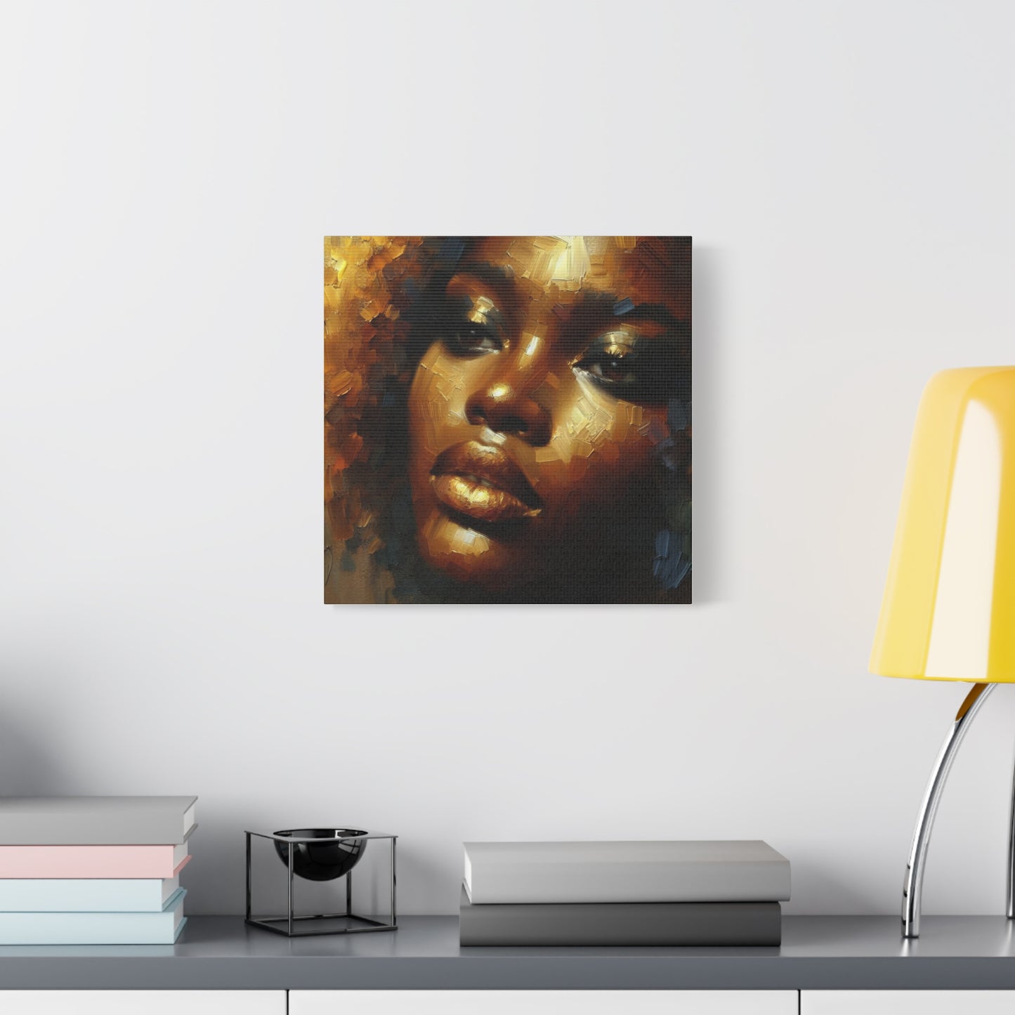 African Woman , Gold, Bronze, Black , abstract Impressionism , Giclée Print Canvas