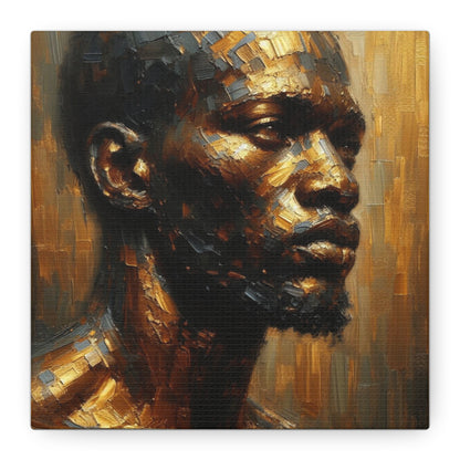 African Man , Gold , Bronze , Black , abstract Impressionism , Giclée Print Canvas