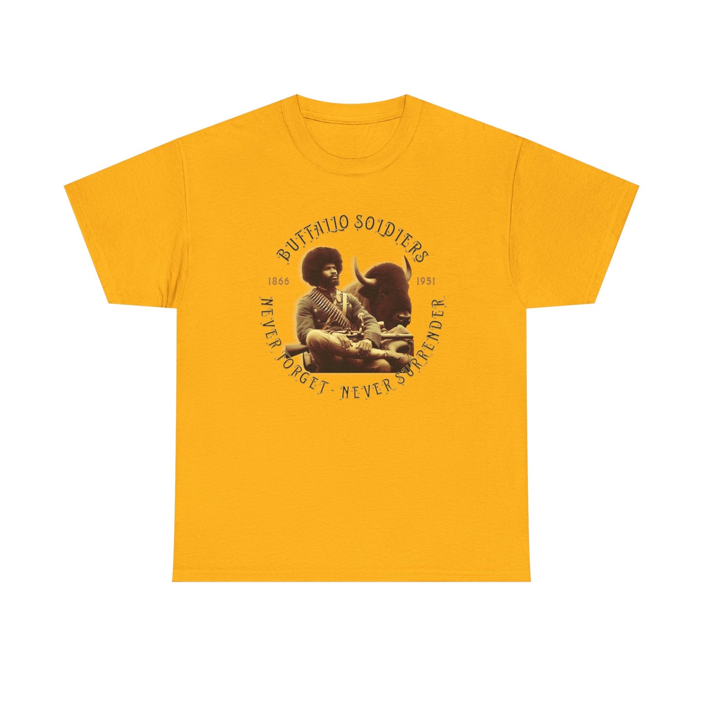 Copy of Buffalo Soldiers 'Never Forget' Tee — Vintage Military Tribute T-Shirt
